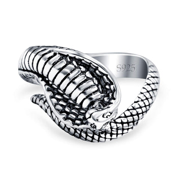 Cobra Snake Oxidized Band Solid 925 Sterling Silver Thumb Ring (15.6mm)